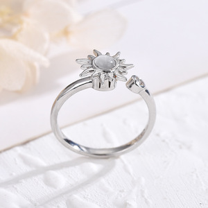 Rotating Sunflower <b>Ring</b> For Women Adjustable Jewelry With Pearl Center And Crystal Side Gift Fashion <b>Rings</b> - Product Image 2
