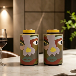 Recipientes de Cerámica Geométricos con Diseño Abstracto Moderno de Mediados de <span class=keywords><strong>Siglo</strong></span>, con Tapas Coloridas, para Decoración de Mesa de Galería - Product Image 4