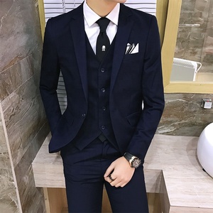 Traje de hombre <span class=keywords><strong>elegante</strong></span> (Blazer + chaleco + Pantalones) Versión Coreana de negocios de moda para hombres Traje de <span class=keywords><strong>caballero</strong></span> profesional de boda ajustado 2017 - Product Image 2