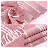 Custom Large Sand-Free Turkish Cotton Beach Towel Super Absorbent Lightweight Private Logo Striped Tropical Oversized Bath Towel
