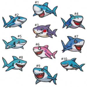 Patchs thermocollants brodés sur le thème des requins de dessin animé, créatures marines - Product Image 2