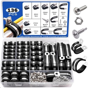 Kit de Abrazaderas para Cables Sanya, 136 Piezas, 10 Tamaños, Acero Inoxidable 304, Almohadilla de Goma para Gestión de Cables - Product Image 5