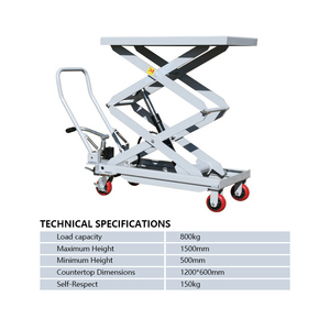 Elevador Hidráulico de Tijera Móvil para Automóviles, Capacidad de 800 kg, Altura de Elevación de 1500 mm, Modelo Hengxin TJ-2280, Tiempo de Elevación de 50s - Product Image 1