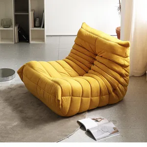 Set Sofa lantai kursi Tatami kuning, gaya Nordik, ruang tamu, 3 kursi, kursi Sofa malas, krim, Set Sofa lantai