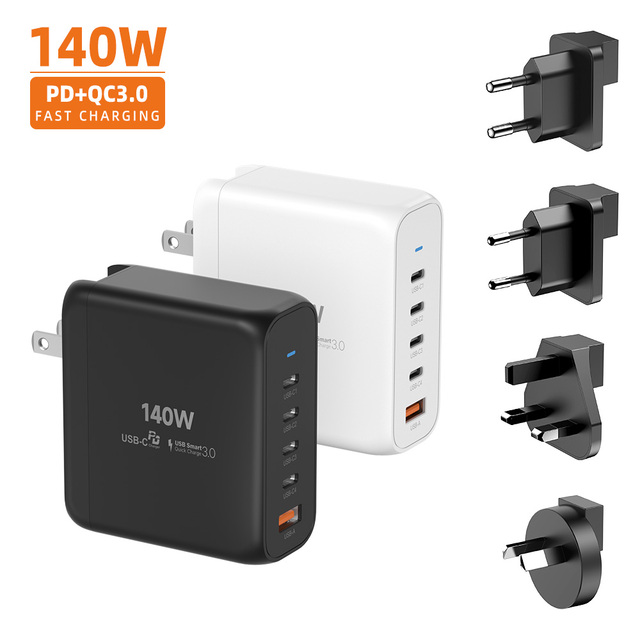 VINA Gan 140w Super Fast Charging Laptop Mobile Phone Multi-ports Usb Type C Pd Fast Quick Gan Charger 5 Ports Type c Charger