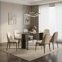 Ensemble de table à manger en marbre carré minimaliste nordique moderne, design luxueux en bois, meubles de maison pour salle à manger