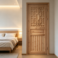 Porte intérieure en bois massif de sapin avec grille décorative, en bois naturel, pour chambre à coucher