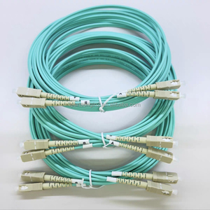 Cable de Fibra Óptica Dúplex OM3 SC a SC Nuevo, 5 Metros, 10G Multimodo Aqua LSZH, para Equipos de Fibra Óptica - Product Image 1