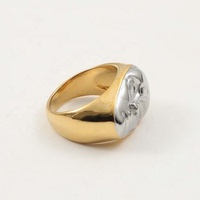Hip Hop Style Femmes Simple Bijoux Personnalisés 18k Plaqué Or En Acier Inoxydable Double Couleur Visage Forme Anneau