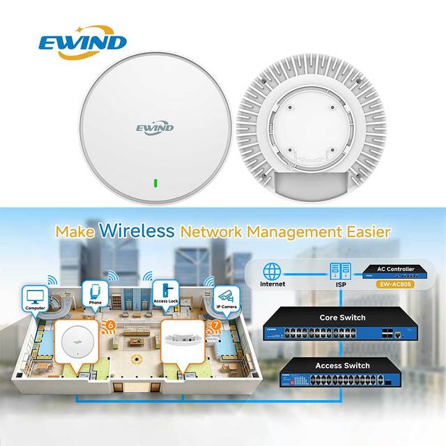 High Speed 48V Dual Band Wireless Access Point 1350 Mbps Gigabit Ceiling AP 802.11ac Indoor WiFi Router for Hotel School Project