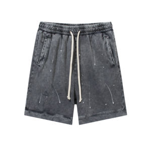 Fabricant de shorts délavés et portés de couleur unie pour hommes Distress Short High Street Pants Shorts pour hommes - Product Image 5