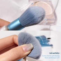 Ensemble de 8 mini-pinceaux de maquillage portables transfrontaliers avec poils en fibres synthétiques et manches en plastique – Outils de maquillage pour les yeux et le visage