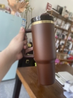 USA Warehouse 30oz/40oz marrón oscuro Chocolate oro debajo de la taza de viaje vaso termo para beber con pajita de Color para impresión láser