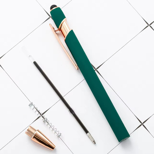 促销新颖金属触笔圆珠笔，带定制雕刻激光绿色玫瑰金徽标，用于触摸屏廉价礼品圆珠笔 - Product Image 5