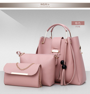 <span class=keywords><strong>Sac</strong></span> à main femme 3 pièces en cuir PU, <span class=keywords><strong>sac</strong></span> fourre-tout pour femme, ensemble de sacs à main de luxe avec pompon - Product Image 1