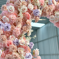 Gerbang Bunga Berbentuk Hati Mawar Merah Muda Simulasi, Dekorasi Latar Belakang Pernikahan Romantis