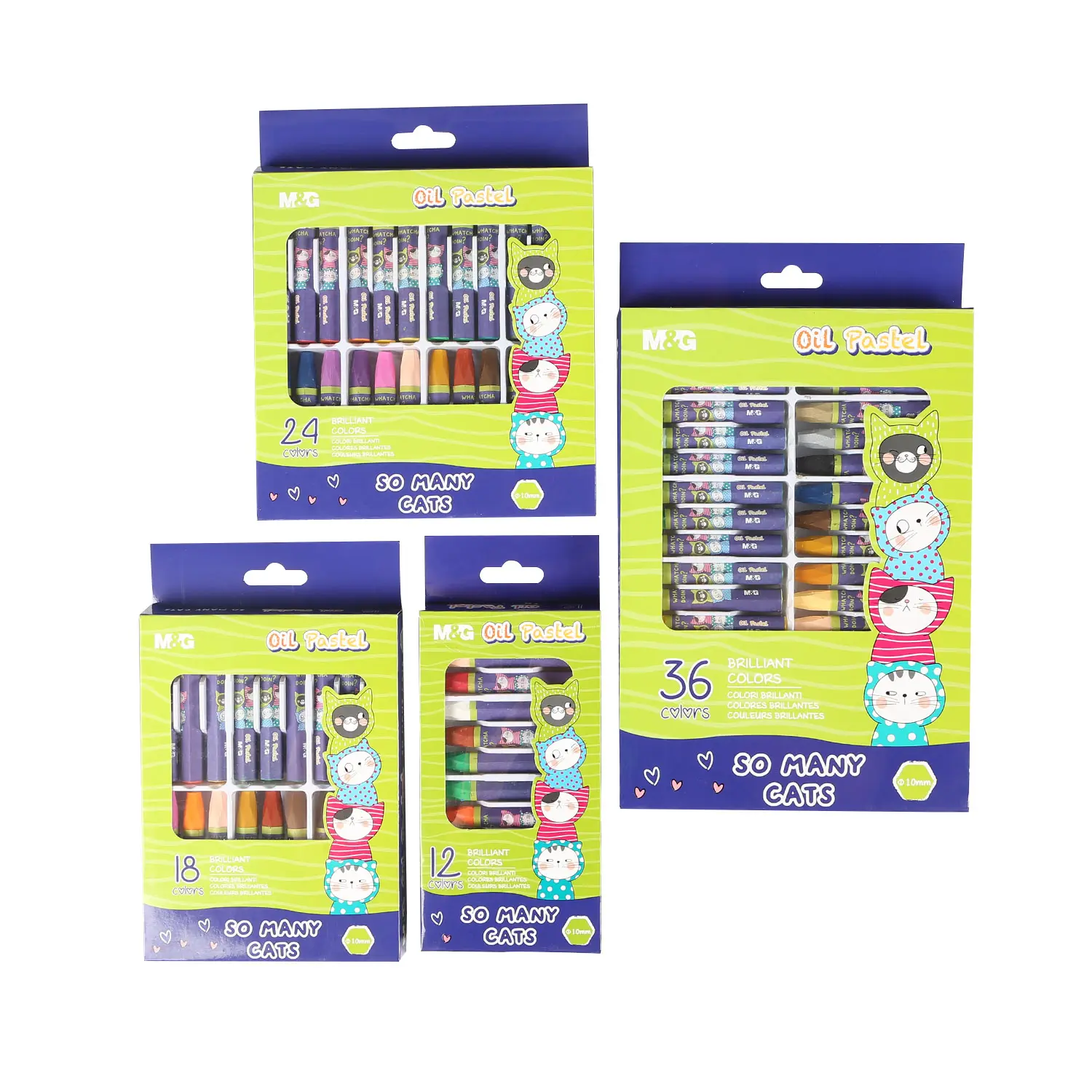 So Many Cats Kawaii Cute Heavy Crayon 12 18 24 36 Colors Oil Pastel For Kids