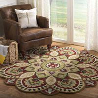 Tapis imprimé à poils ras en polyester imitation cachemire, style rétro américain, motif floral, résistant aux taches, fin et de forme irrégulière, pour l'exportation