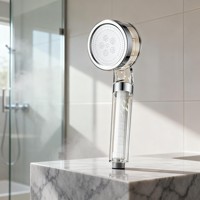 Pommeau de Douche Haute Pression 240 Trous avec Double Filtre en Charbon Actif et Coton PP, Filtration Parfumée à la Vitamine C, Plastique Transparent Facile à Installer