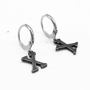 yunnique Retro Titanium Steel X-Shaped Hoop <b>Earrings</b> Letter Design Geometric <b>Studs</b> For Women Fashion Jewelry - Product Image 1