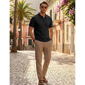 Camiseta Polo de Punto Texturizado para Hombre FOXA, Manga Corta, Transpirable, Elástica, para Golf - Product Image 3