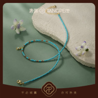 Kalung Resin Paduan Tembaga Wanita TANGPEI, Biru Persia Dream Vintage, Rantai Klavikula Berhias Manik-Manik Tetesan Air, Perhiasan Kostum Trendi