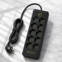 Multiprise 10 prises UE avec protection contre les surtensions, 4 ports USB et chargeur rapide Type C pour station de travail informatique