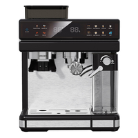 Machine à café expresso professionnelle Bean-to-Cup avec moulin intégré, double chaudière, système numérique automatique de mousse de lait et poignée pour capsules