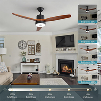 Vente en gros de ventilateur de plafond moderne à LED RVB de 42 48 52 pouces pour haut-parleur Bluetooth Télécommande en bois pour intérieur de restaurant à la maison