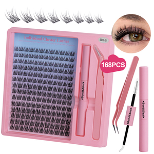 Bán Buôn 168Pcs 320Pcs Fluffy Tự Nhiên Cụm Lông Mi Cá Nhân Pre-Cắt Lông Mi Kit Với DD CC Curl Cho Tự Làm Nhà Nhãn Hiệu Riêng - Product Image 1