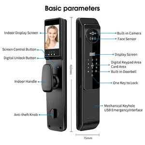 ความปลอดภัยสูงล็อคประตูอัจฉริยะ Anti-TheftTuya WiFi Biometric อิเล็กทรอนิกส์ลายนิ้วมือ TTlock อัจฉริยะ Ttlock ล็อคประตู