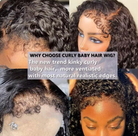 Pelucas Cortas de Cabello Humano Rizado Jerry con Frente de Encaje - Peluca de Cabello Humano Brasileño 13x4 Pre-Desplumada con Cabello de Bebé para Mujeres Negras