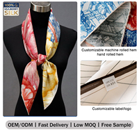 Foulard carré en soie de mûrier 6A, imprimé floral paysager double face, faible MOQ, échantillonnage rapide en 7 jours, cadeau haut de gamme pour femmes