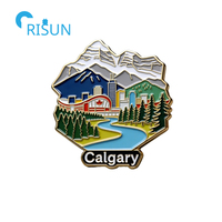 Cadeaux Souvenirs Personnalisés Canada Drapeau Canadien Calgary Aimant de Réfrigérateur Épinglette Broche Personnalisée Calgary Épinglette en Émail