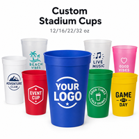 Gobelet de stade réutilisable en plastique de 16 oz sans BPA, avec logo personnalisé imprimé, gobelet souvenir pour événements sportifs et fêtes