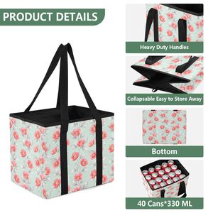 Nueva Bolsa de Compras Aislada con Estampado Floral Personalizado, Bolsa Reutilizable para Supermercado, Bolsa Térmica para el Mercado, Viajes y Organizador de Auto - Product Image 3