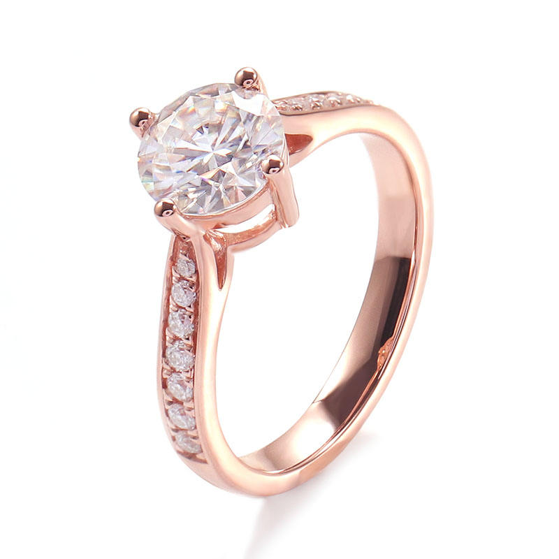 Bague en or massif 18 carats avec diamant moissanite véritable