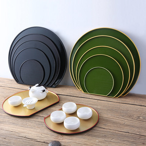 Japanese Style Half Moon <b>Tray</b> Green Yellow <b>Black</b> Tea Set <b>Serving</b> <b>Tray</b> Hotel Coffee Dessert Platter - Product Image 3