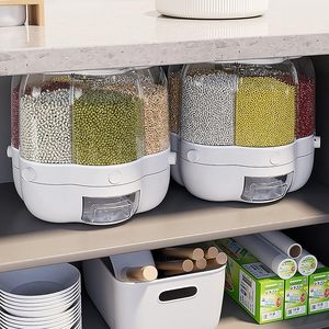 Modern 6-Gid Rotating Rice <b>Container</b> Eco-Friendly PET Durable <b>Large</b> Capacity Food <b>Storage</b> Cereal Dispenser Home Kitchen - Product Image 3