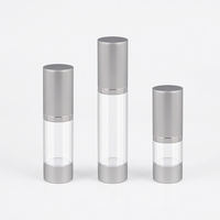 Botella de Crema Airless de 15ml, 30ml, 50ml, Muestra Gratis, Botella de Esencia Plateada Mate, Envío Rápido