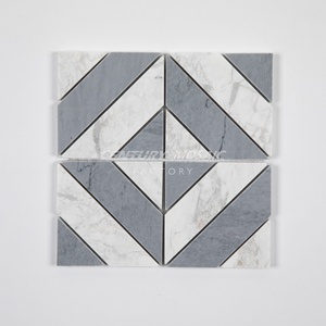 Secolo mosaico bianco grigio pietra naturale marmo onyx bianco Thassos striscia quadrato mosaico pavimentazione parete cucina bagno - Product Image 2