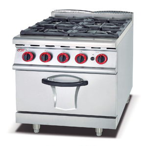 معدات مطبخ تجارية من الفولاذ المقاوم للصدأ، موقد طهي بأربعة مواقد يعمل بالغاز مع فرن SUA304، موقد متنقل يعمل بالغاز المسال/الغاز الطبيعي - Product Image 1