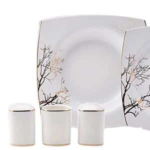 Service <span class=keywords><strong>de</strong></span> table en porcelaine fine 49 pièces, pour <span class=keywords><strong>8</strong></span> <span class=keywords><strong>personnes</strong></span>, avec détails dorés - Product Image 1
