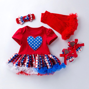 Conjuntos de Ropa de Boutique para Bebés Niñas, Trajes para el Día de la Independencia de EE. UU., Ropa de Verano de Algodón Adorable para Niños, 4 de Julio - Product Image 6