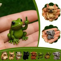 Mini Statue Décorative en Résine Animaux Doigt d'Honneur pour Bureau et Voiture – Cadeau Humoristique et Mignon Grenouille