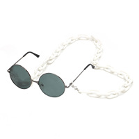 Chaîne porte-lunettes en acrylique noir et blanc pour lunettes de lecture et de soleil, grand anneau