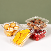Boîte d'emballage en plastique transparent carré de haute qualité en PET pour noix, viande séchée, abricots confits, charcuterie, vente au détail