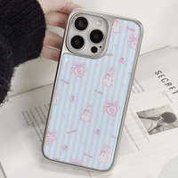 Coque de téléphone en résine époxy de dessin animé pour iphone16 16pro/PM 15 15promax/14Promax/14pro 14/13 13pro 12 11 coque à bords argentés galvanisés