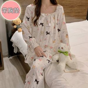 Indumenti da <span class=keywords><strong>notte</strong></span> in <span class=keywords><strong>cotone</strong></span> taglie forti da donna graziose camicie da <span class=keywords><strong>notte</strong></span> da donna nuovo Design stampa pigiama a maniche lunghe - Product Image 6