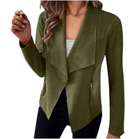 Mode col rabattu couleur unie Chamois cuir femmes veste manteau court printemps automne veste